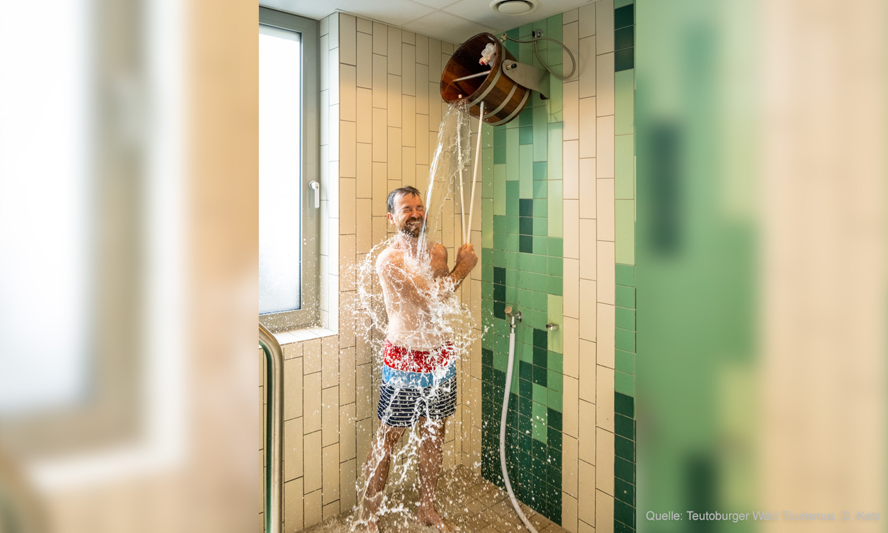 Fassdusche im Aqua Fun – Familienbad Kirchlengern